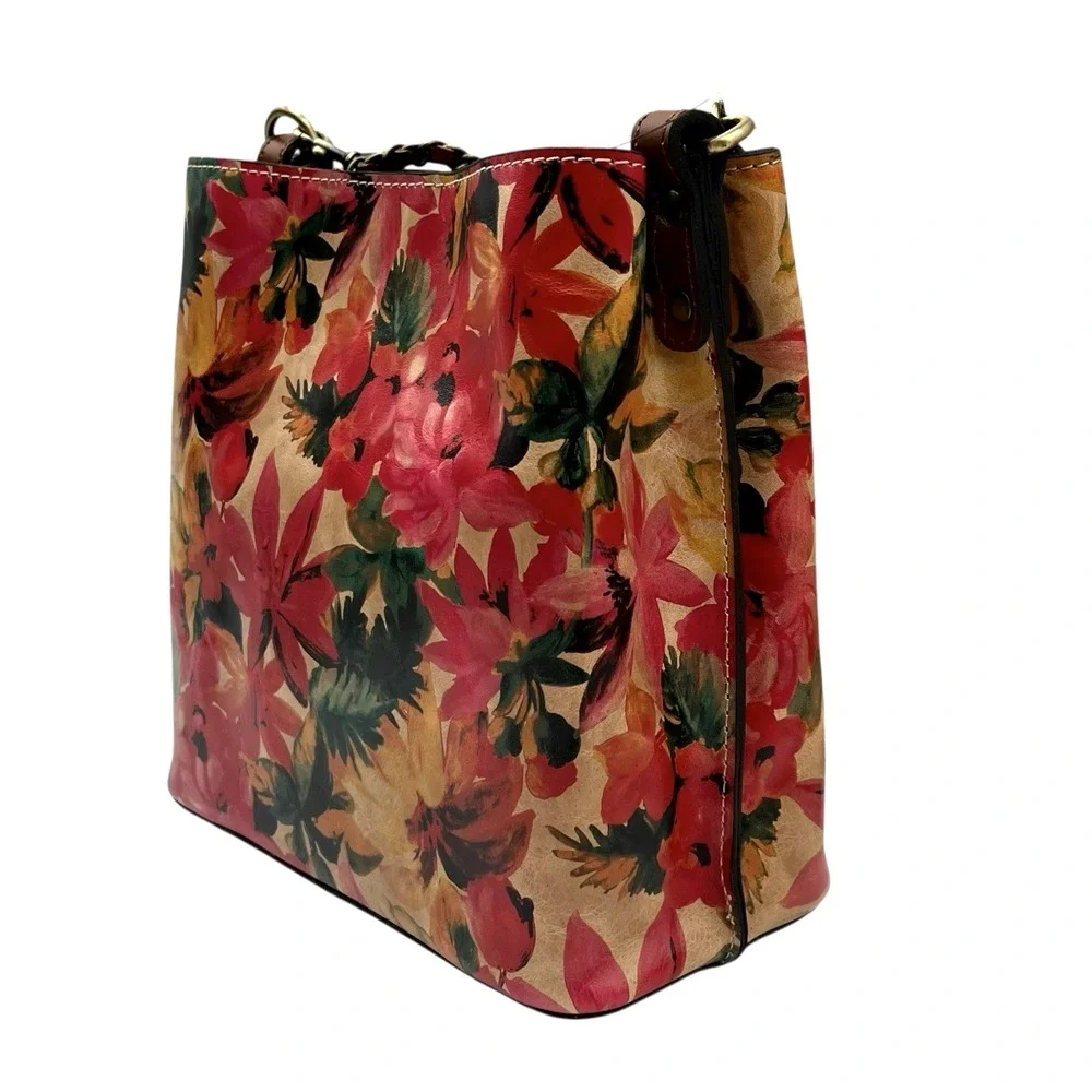 Patricia Nash Women's Ledra Leather Bucket Crossbody Purse Spring Floral Print